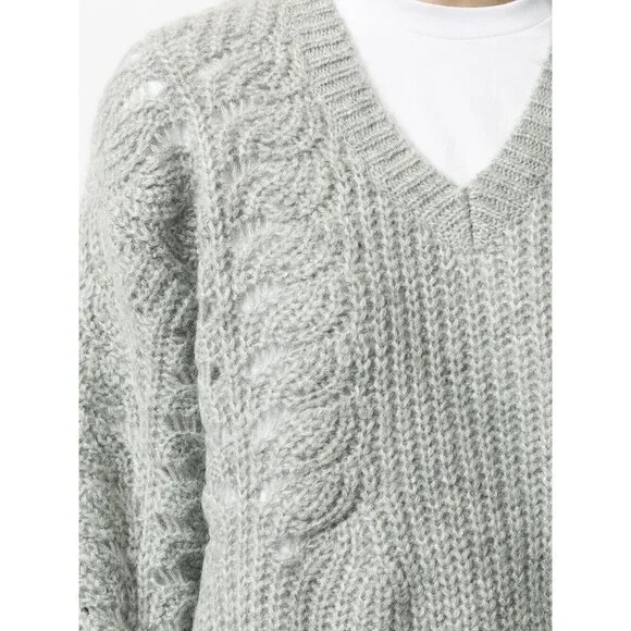 b+ab Women's Size Small Gray Layered Knit Jumper V-Neck Pullover Sweater $395 - Picture 3 of 11